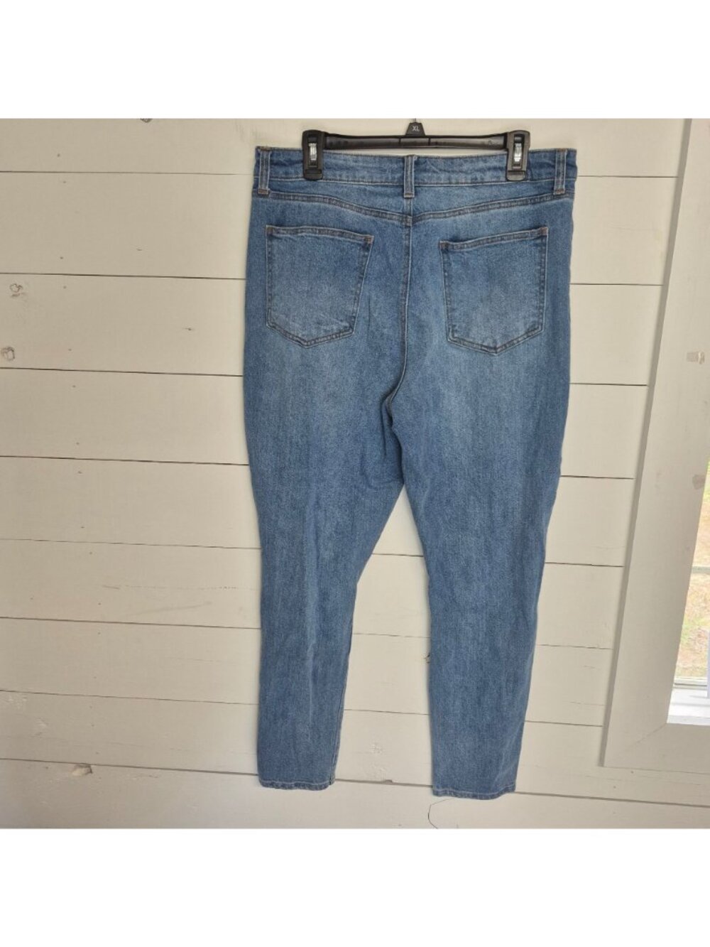 Justfab Womens High-Waisted Distressed Denim Jeans Size 32 Light Wash - Picture 7 of 8
